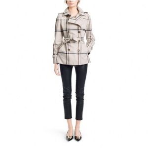 Coach Tattersall double breasted plaid trench coat